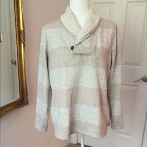 Cozy Striped Shawl Collar Sweater